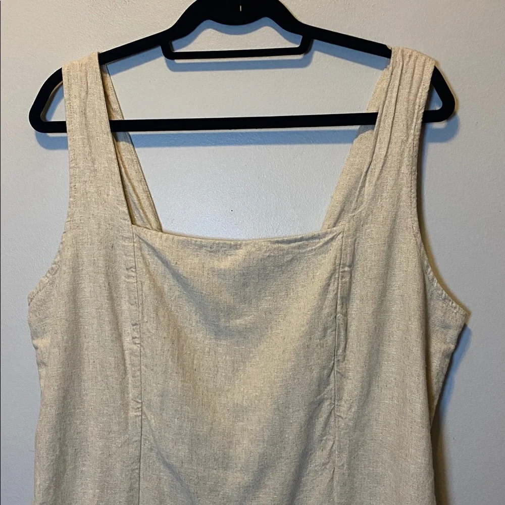 Old Navy Sleeveless Linen Blend Mini Dress Women’s XL Neutral Tan Square Neck - Picture 4 of 13